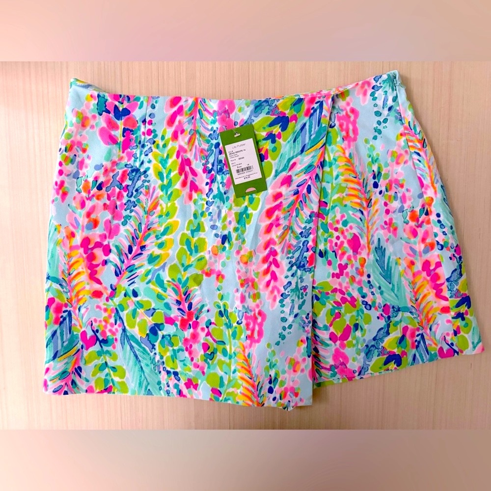 Lilly Pulitzer Multicolor Floral Print Skort - Light Blue, Pink, Green, Yellow